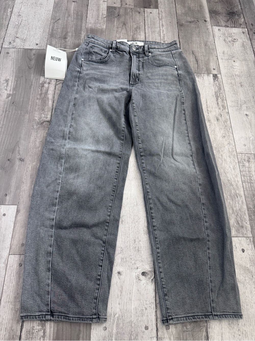 NEUW Women's High-Rise Amber Barrel Leg Jeans Washed Black 27